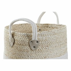 Set de basket DKD Home Decor Blanc Coton Fibre naturelle (35 x 35 x 28 cm) (3 Pièces)