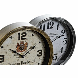 Horloge de table DKD Home Decor Doré Argenté Métal Verre Vintage 20,5 x 13,5 x 28 cm (2 Unités)