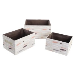 Set de basket DKD Home Decor Marron 32 x 24 x 18 cm Gris Orange (3 Unités)