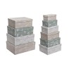 Jeu de Caisses de Rangement Empilables DKD Home Decor Beige Marron Vert Carton (43,5 x 33,5 x 15,5 cm)