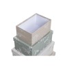 Jeu de Caisses de Rangement Empilables DKD Home Decor Beige Marron Vert Carton (43,5 x 33,5 x 15,5 cm)