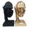 Figurine Décorative DKD Home Decor Visage 13,5 x 13,5 x 29,5 cm Noir Doré (2 Unités)