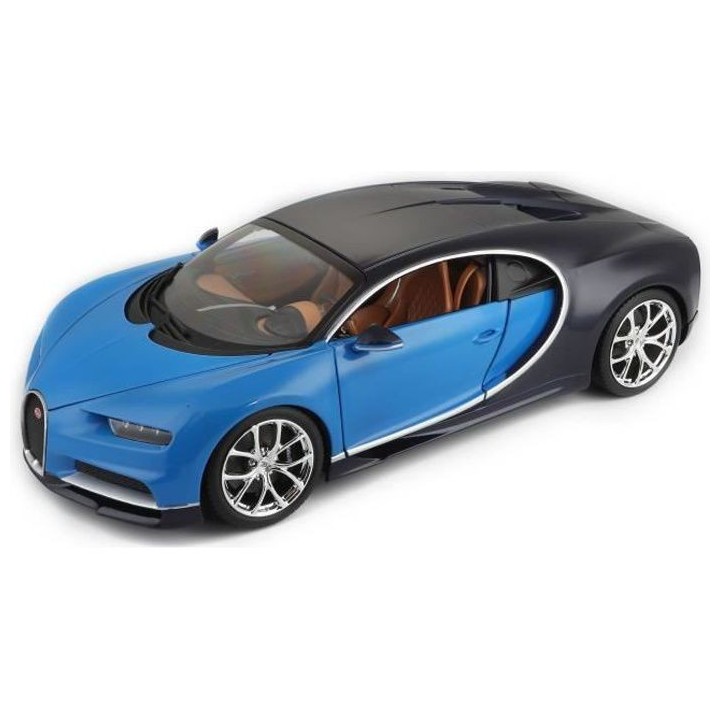 BBURAGO Voiture de collection en métal Bugatti Chiron bleue a l'éche