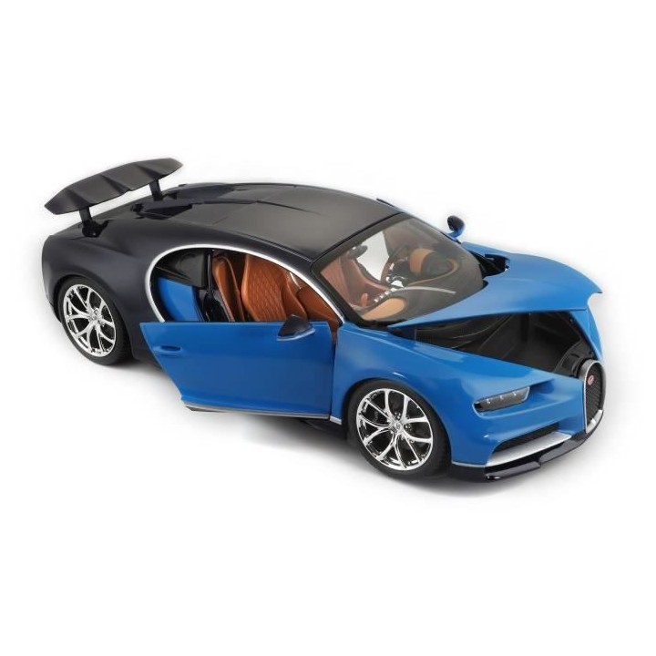 BBURAGO Voiture de collection en métal Bugatti Chiron bleue a l'éche