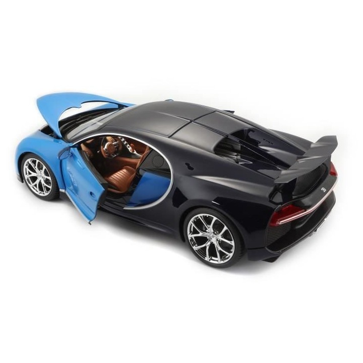 BBURAGO Voiture de collection en métal Bugatti Chiron bleue a l'éche