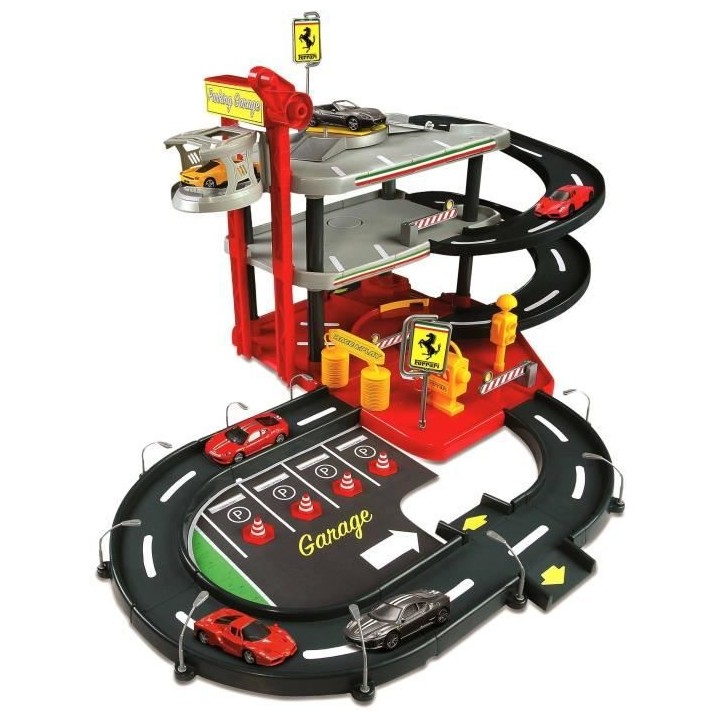 BURAGO Garage Ferrari Race&Play 3 niveaux avec 1 Voiture inclus a l'é