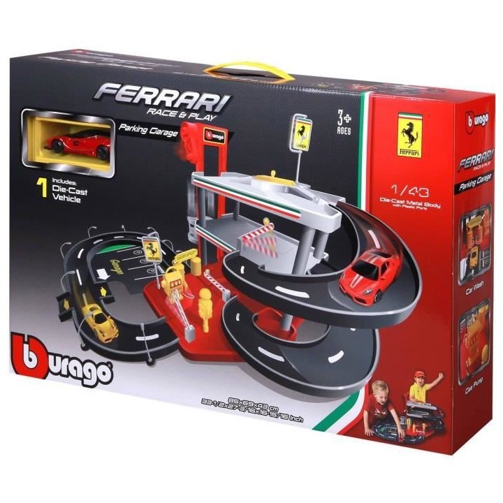 BURAGO Garage Ferrari Race&Play 3 niveaux avec 1 Voiture inclus a l'é