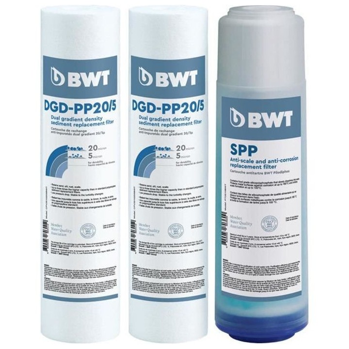 BWT Pack de 3 cartouches de remplacement anti-impuretés, antitartre e
