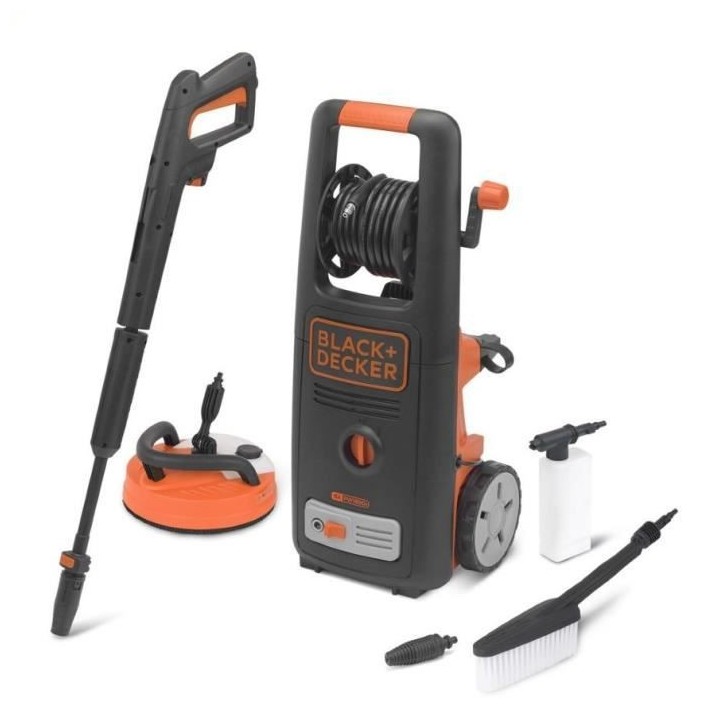 BLACK + DECKER Nettoyeur Haute Pression avec Brosse Fixe et Brosse Ter