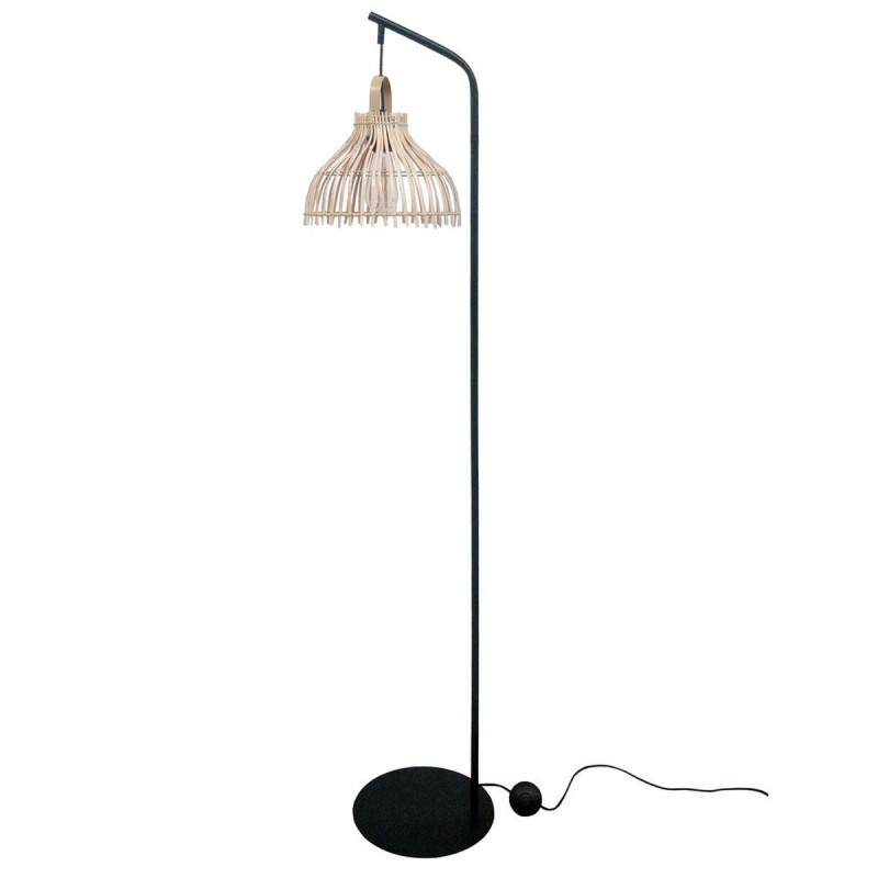 Lampadaire DKD Home Decor Noir Métal Marron Rotin (40 x 40 x 160 cm)