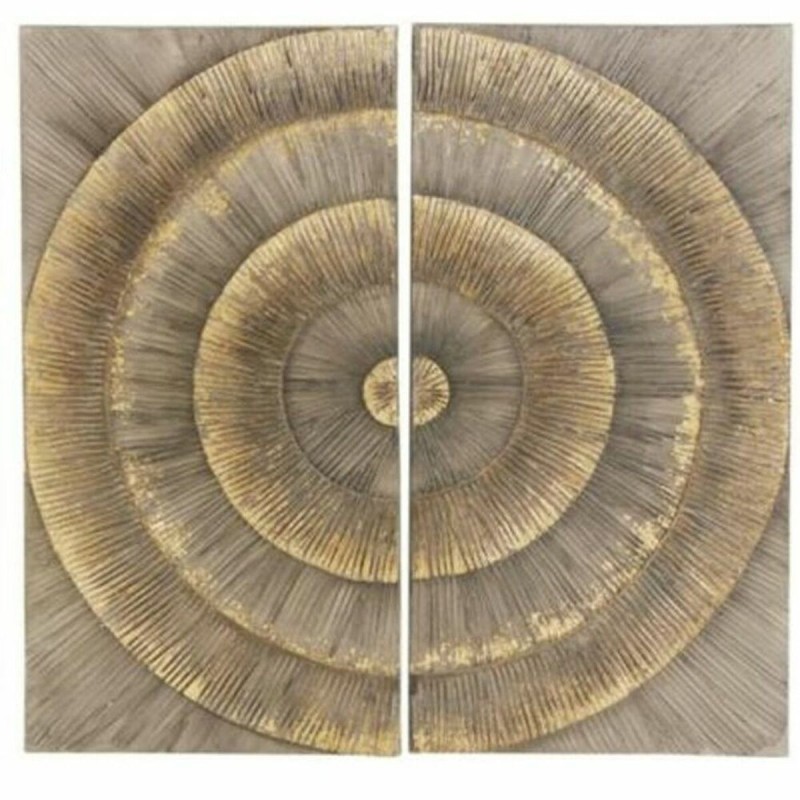 Figurine Décorative DKD Home Decor Doré Marron Cercles Bois MDF (121,5 x 3,5 x 122 cm) (122 x 3,5 x 122,5 cm)