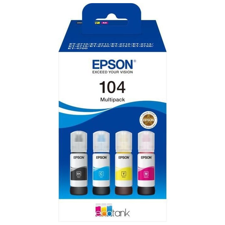 Multipack 4 couleurs EcoTank 104 (C13T00P640)