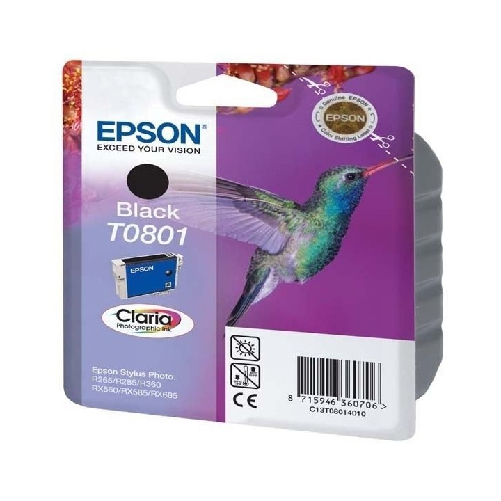 EPSON Cartouche d'encre T0801 Noir - Colibri (C13T08014011)