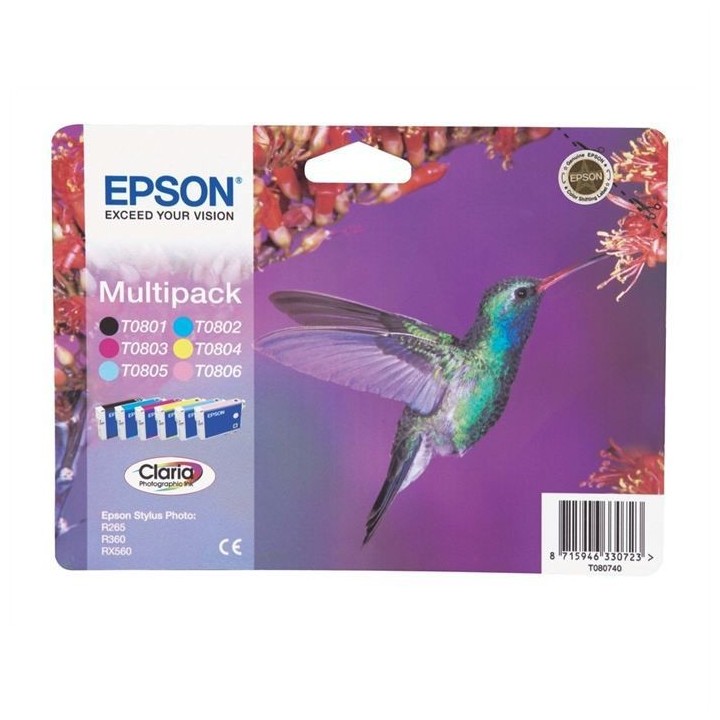 EPSON Multipack T0807 - Colibri - Noir, jaune, cyan, magenta, magenta