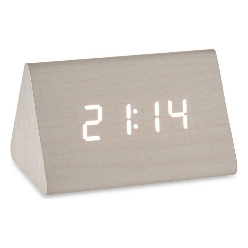 Montre Numérique de Table Blanc PVC Bois MDF (11,7 x 7,5 x 8 cm)