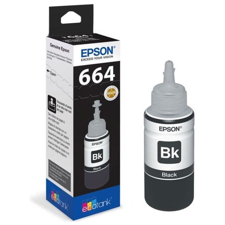 Bouteille d'encre Epson Ecotank T6641 - 70ml Noir (C13T664140)
