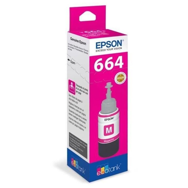 Bouteille d'encre Epson Ecotank T6643 - 70ml Magenta (C13T664340)