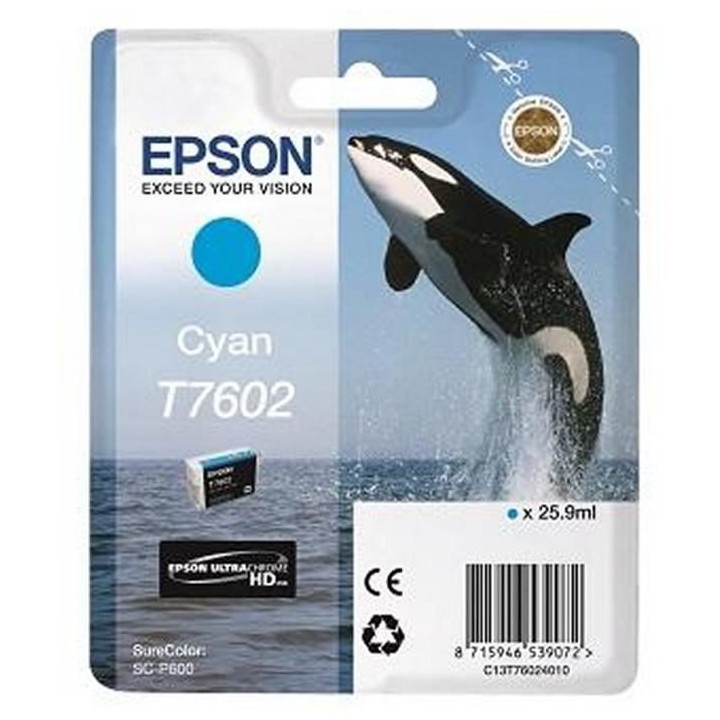 EPSON Cartouche d'encre T7602 Cyan - Orque (C13T76024010)