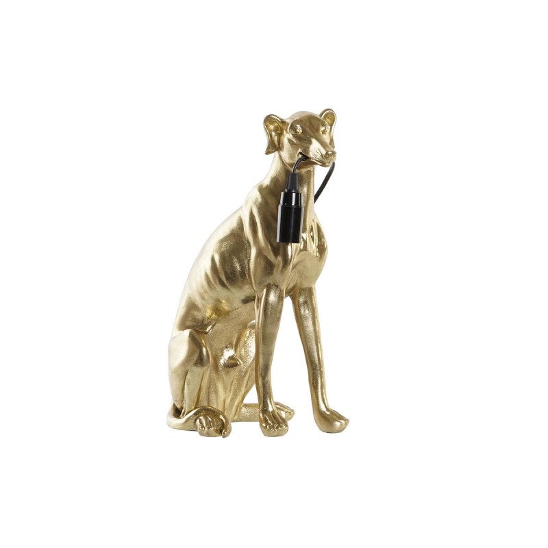 Lampe de bureau DKD Home Decor Chien Doré Résine 25 W (25,5 x 16,5 x 36 cm)