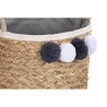 Set de basket DKD Home Decor Naturel Coton Pompons Fibre naturelle (40 x 40 x 35 cm)