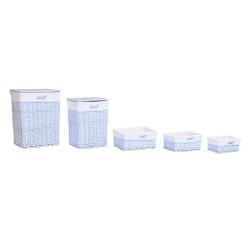 Lot de paniers DKD Home Decor Bleu Polyester Enfant osier (44 x 34 x 56 cm)