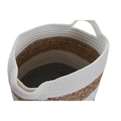 Set de basket DKD Home Decor Coton Blanc Fibre naturelle (30 x 30 x 26 cm)