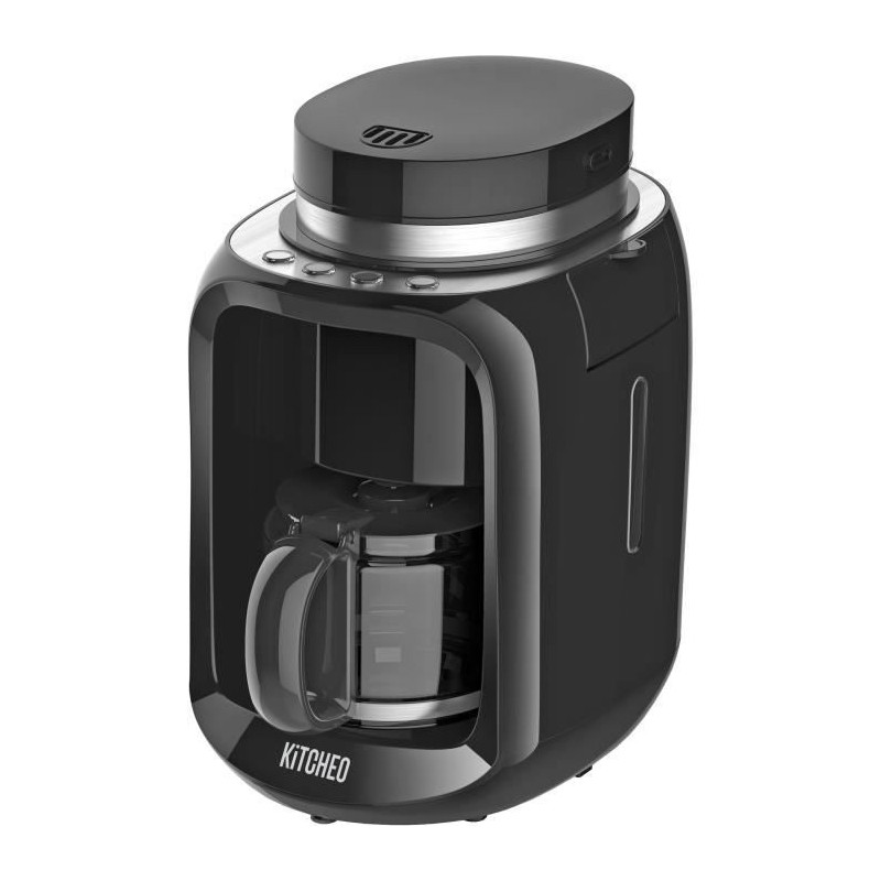 KITCHEO CK71B - Cafetiere avec broyeur a café intégré - Utilisation café moulu ou café en grains - 600 W