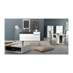 Table basse - Panneaux de particules - Noir et blanc - Style contemporain - 2 rangements - L 100 x P 95 x H 38 cm - KARAT