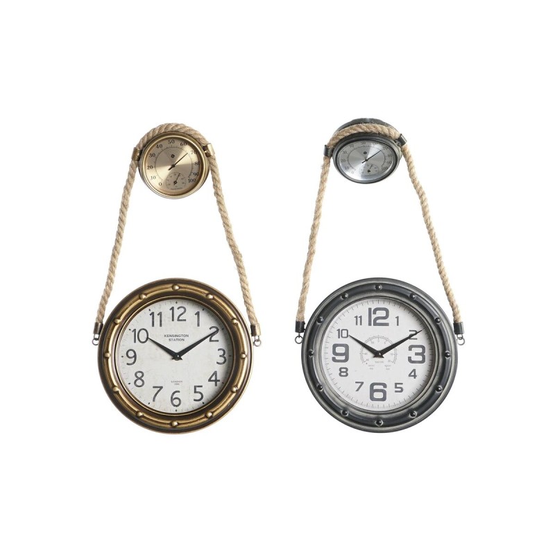 Horloge Murale DKD Home Decor 28,5 x 8 x 50 cm Verre Fer Vintage (2 Unités)