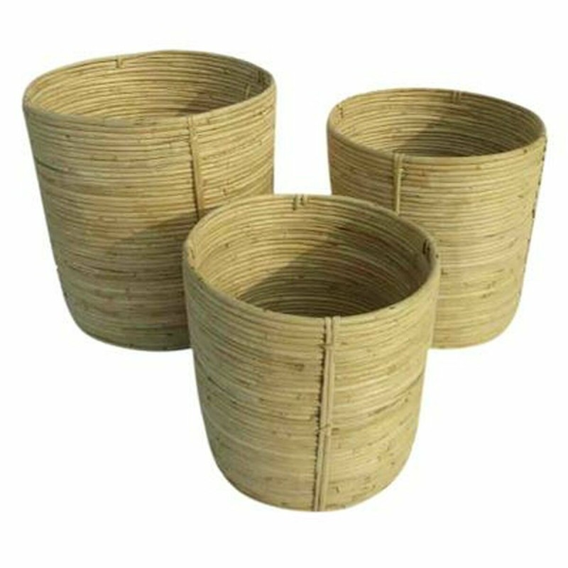 Set de basket DKD Home Decor Naturel Rotin Tropical (30 x 30 x 30 cm) (3 Pièces)