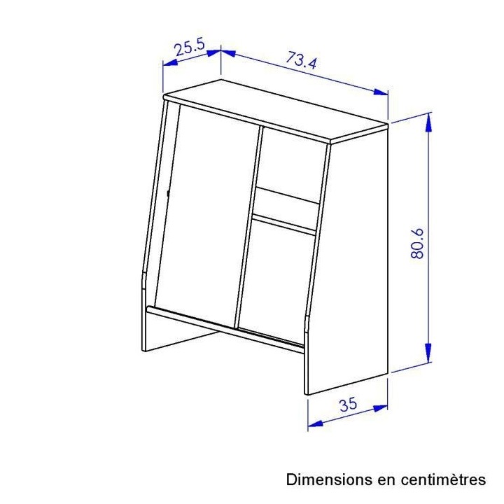Meuble ludique Tim DIAGONE - 1 Porte coulissante ardoise - Bois Clair