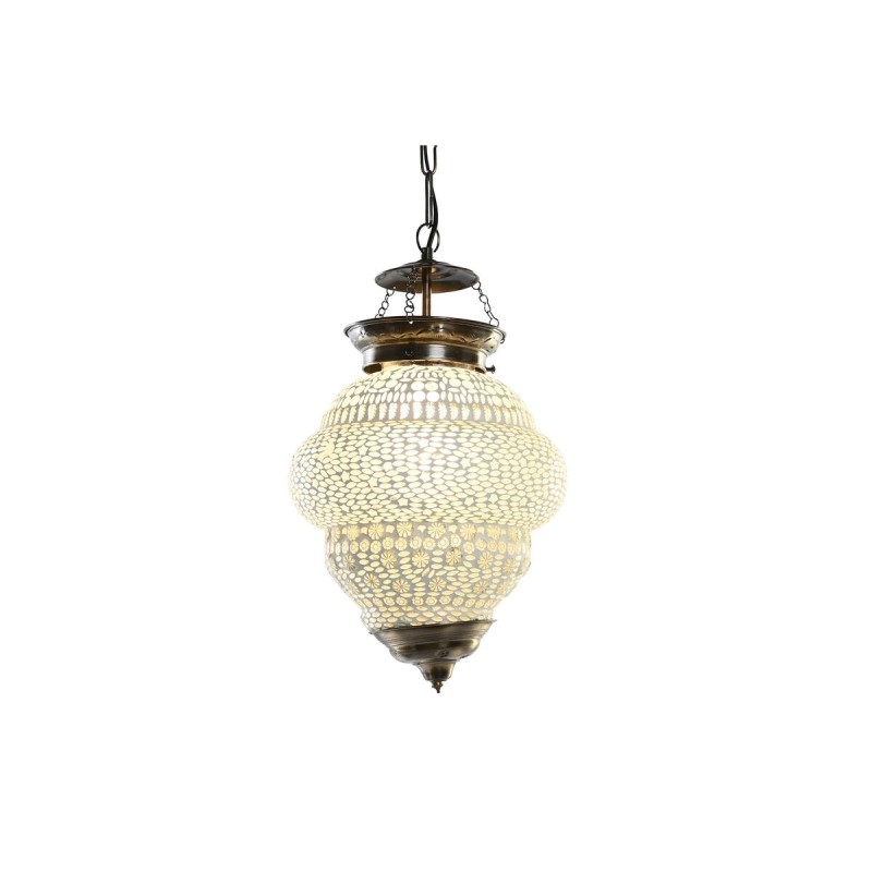 Suspension DKD Home Decor Verre Métal Blanc 25 W (23 x 23 x 33 cm)