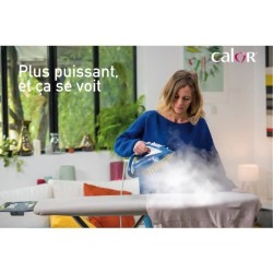 CALOR FV5630C0 Turbopro Anti-Calc Fer a repasser vapeur, 2600 W, Turbo Boost, Pressing jusqu'a 200g/min, Vapeur 50 g/min, Bleu