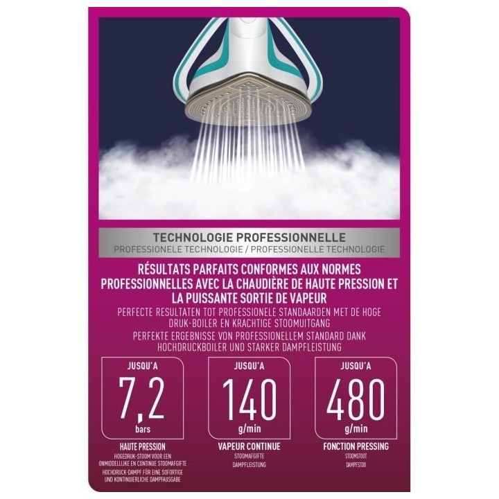 CALOR GV9568C0 Pro Express Ultimate Centrale vapeur, 7,2 bars, Jusqu'a