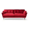 Canapé fixe 3 places - Velours rouge - Style contemporain - L 207 x P 93 x H 84cm - CALHERN