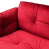 Canapé fixe 3 places - Velours rouge - Style contemporain - L 207 x P 93 x H 84cm - CALHERN