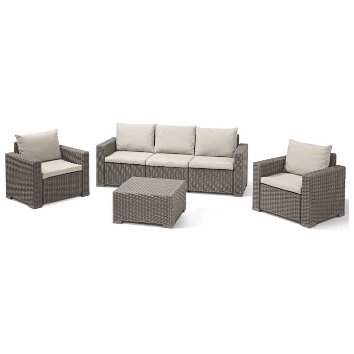 Salon de jardin en imitation résine tressée ALLIBERT avec table bass