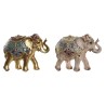 Figurine Décorative DKD Home Decor Beige Doré Eléphant Colonial 18 x 7 x 14 cm (2 Unités)