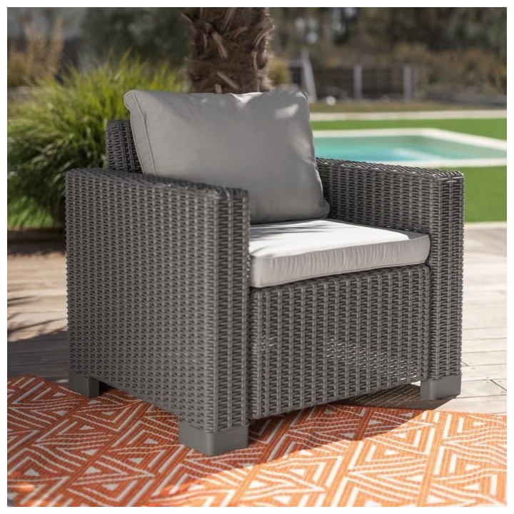 Salon de jardin en imitation résine tressée ALLIBERT avec table bass