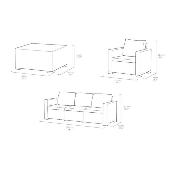 Salon de jardin en imitation résine tressée ALLIBERT avec table bass