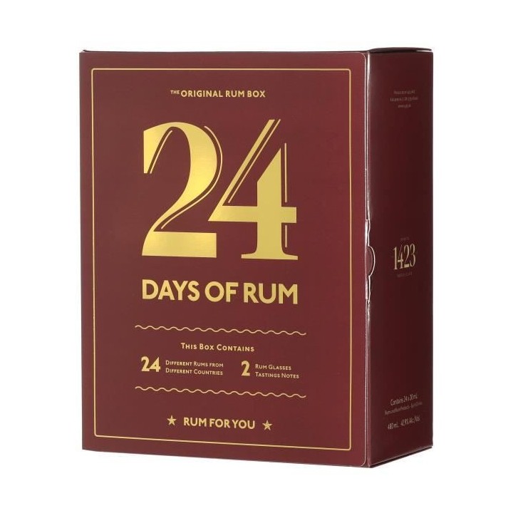 Coffret découverte Rhum - 24 Days of Rum Edition 2021 - 2 verres offe
