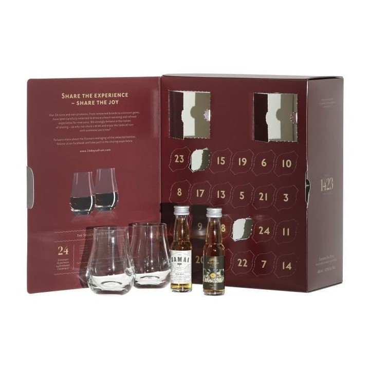 Coffret découverte Rhum - 24 Days of Rum Edition 2021 - 2 verres offe
