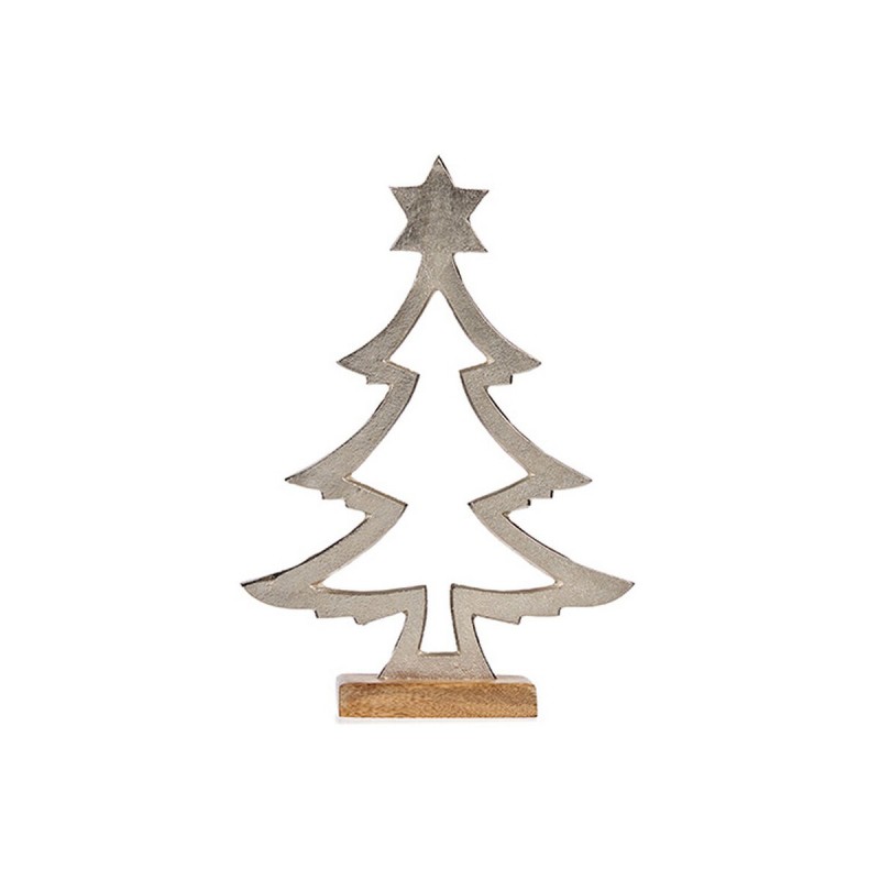 Sapin de Noël silhouette 4,6 x 39 x 27 cm Argenté Métal Bois