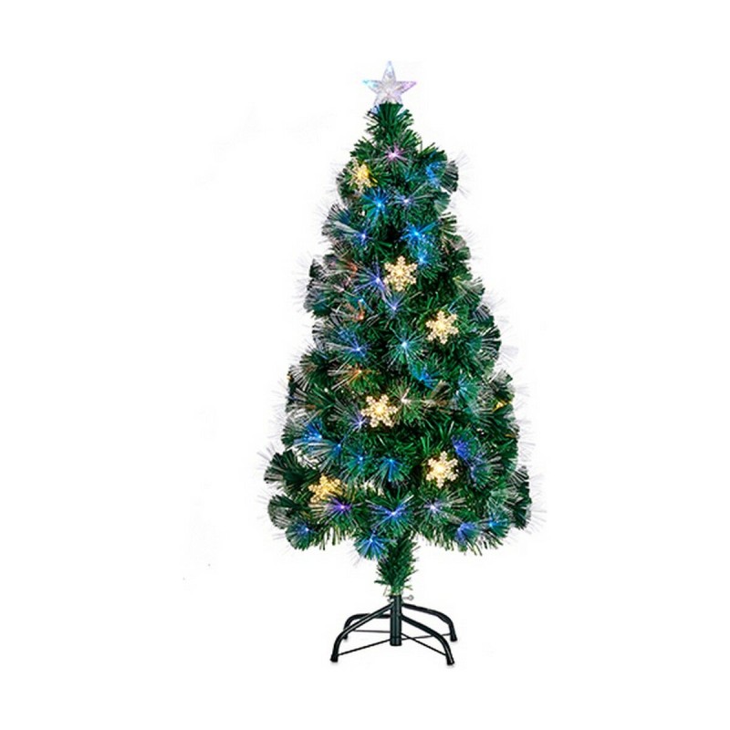 Arbre de Noël avec Étoile Lumière LED Métal Vert Plastique