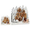 Figurine Décorative Lumière Noël ville 44 x 44,5 x 6 cm Bois Marron Blanc