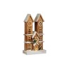 Figurine Décorative Lumière Noël Maison 25 x 46 x 9 cm Bois Marron Blanc