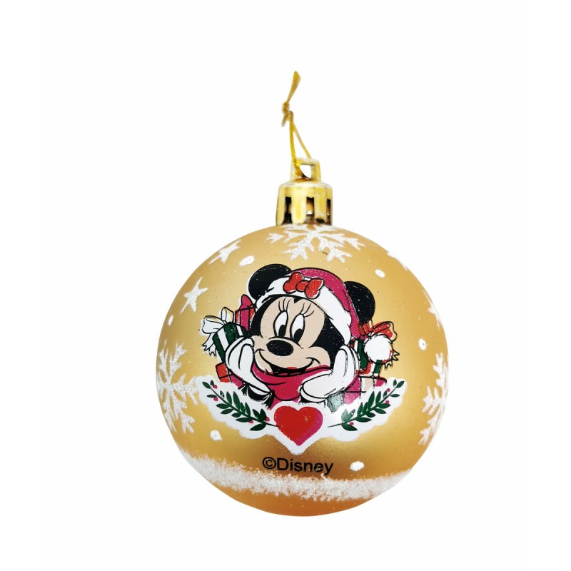 Boule de Noël Minnie Mouse Lucky Doré 6 Unités Plastique (Ø 8 cm)