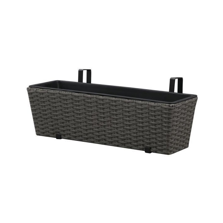 Balconniere en résine tressée avec suspensions - 60 x 19 x 18,5 cm -