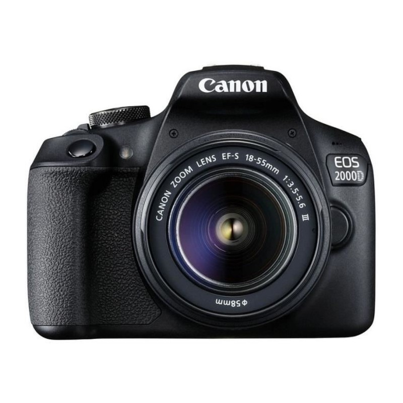 CANON - Appareil photo Reflex EOS 2000D + Objectif 18-55mm EF-S 18-55 DC III - 24 Mpixels - Vidéo Full HD 1080p - Ecran 7,5cm