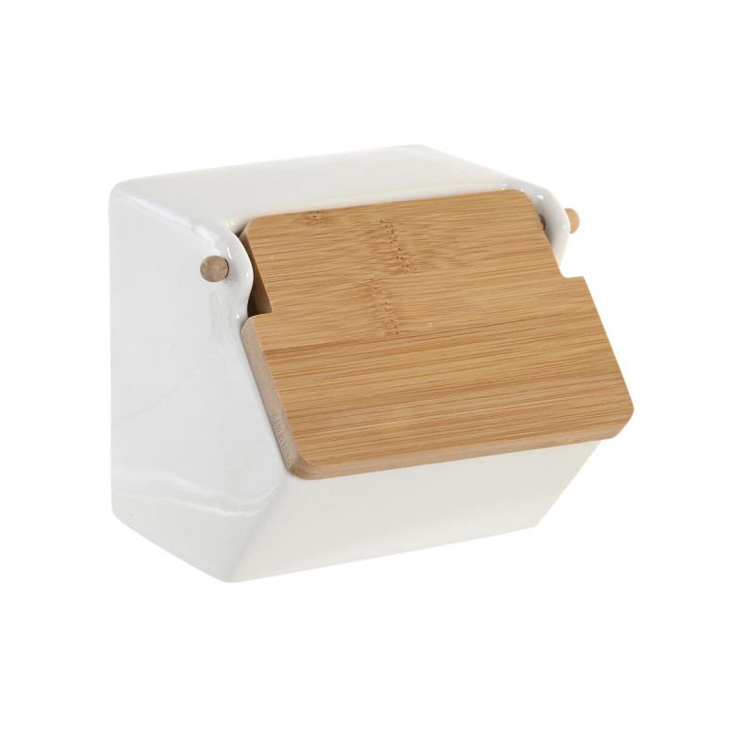 Salière avec couvercle DKD Home Decor 12,5 x 14 x 12 cm Naturel Porcelaine Blanc